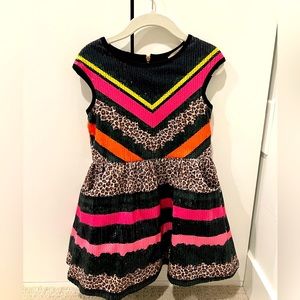 Hannah Banana by Sara Sara Leopard and Stripes Sequin Dress